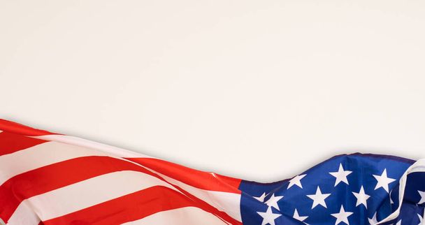Close up of waving national usa american flag. - Foto, Bild