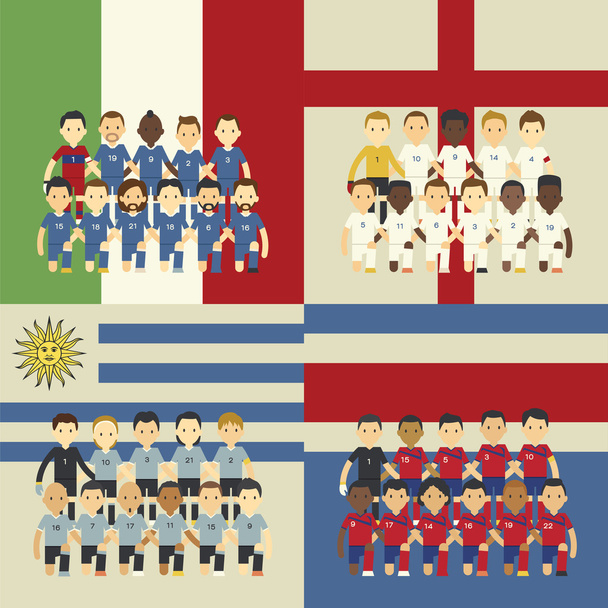 ομάδα ποδοσφαίρου και σημαία, ομάδα δ - Διάνυσμα, εικόνα