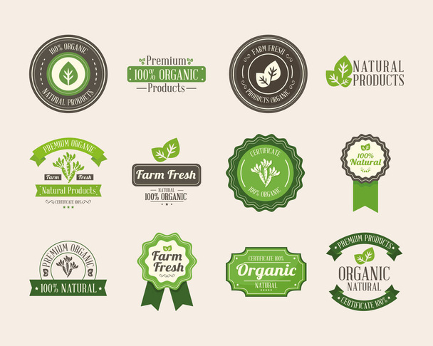ikony etykiety produktu ekologicznego - Wektor, obraz
