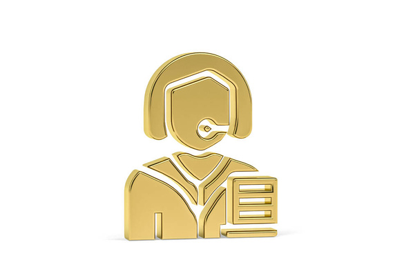Golden 3d úředník ikona izolované na bílém pozadí - 3D vykreslení - Fotografie, Obrázek