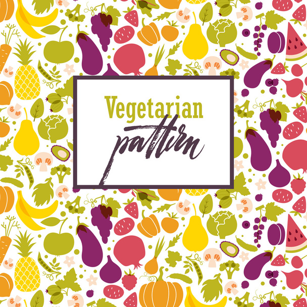 果物と野菜のパターン - ベクター画像