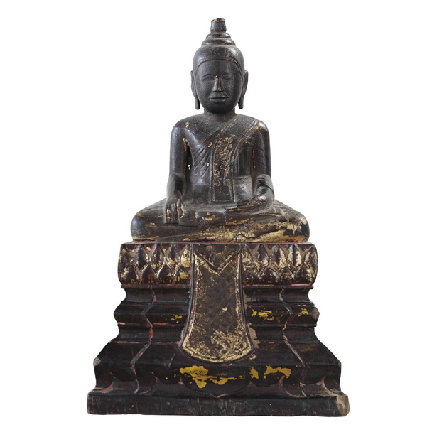 Bouddha en bois antique isolé sur fond blanc
 - Photo, image