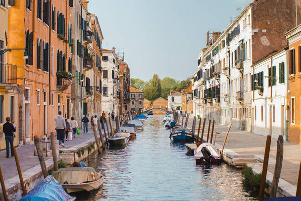 Venice, beautiful romantic italian city on sea with great canal and gondolas - Photo, Image