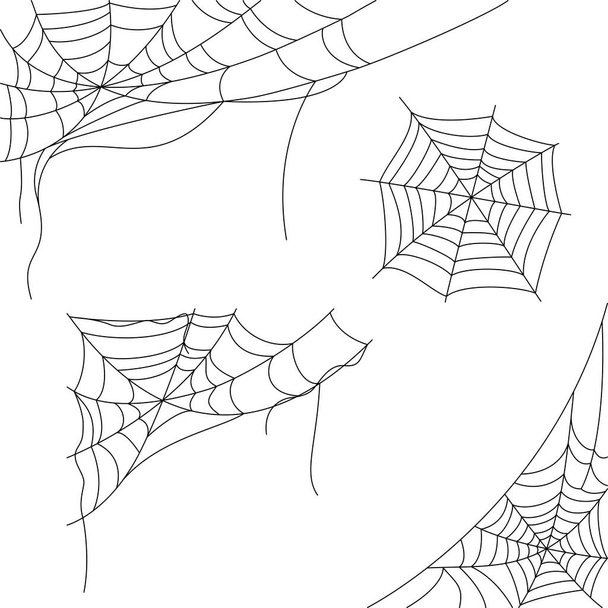 Set with spider web. Halloween decoration. - Vetor, Imagem
