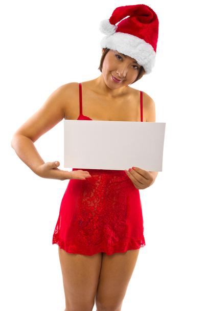 Sexy Asian female wearing a santa hat - Foto, Bild