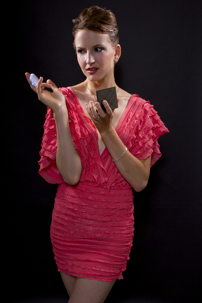 Woman applying foundation makeup - Valokuva, kuva
