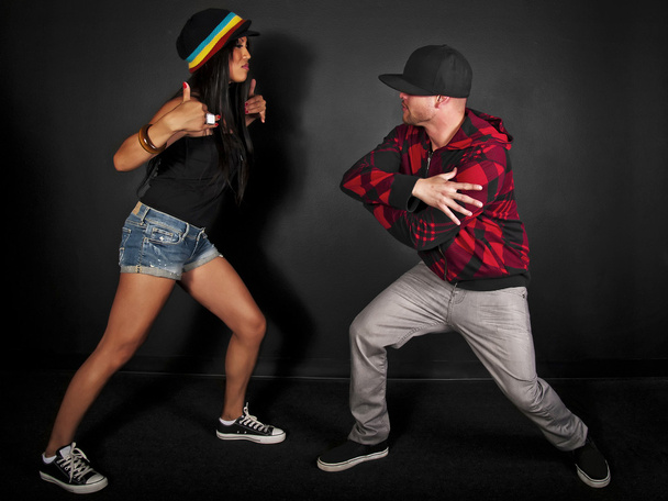 Hip hop dance partners posing - Foto, Imagen
