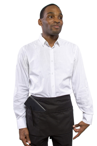 African-American waiter wearing an apron - Foto, imagen