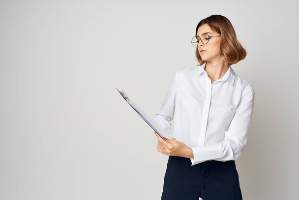 Business woman with folder in hands Copy Space office - Photo, Image