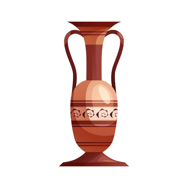 Antique Greek vase with decoration. Ancient traditional clay jar or pot for wine. - Vetor, Imagem