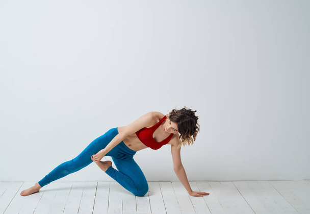 athletic woman yoga balance fitness slim figure - 写真・画像