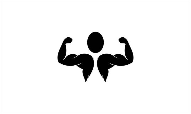 Bodybuilder, γυμναστήριο ή εικονίδιο φυσικής κατάστασης Λογότυπο πρότυπο διανυσματική απεικόνιση - Διάνυσμα, εικόνα