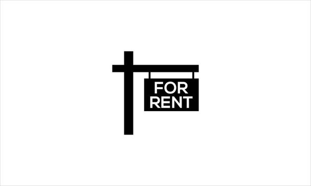 For Rent Board Real estate  advertising  selling house  property concept  Vector sketch illustration  logo design - Vector, Image