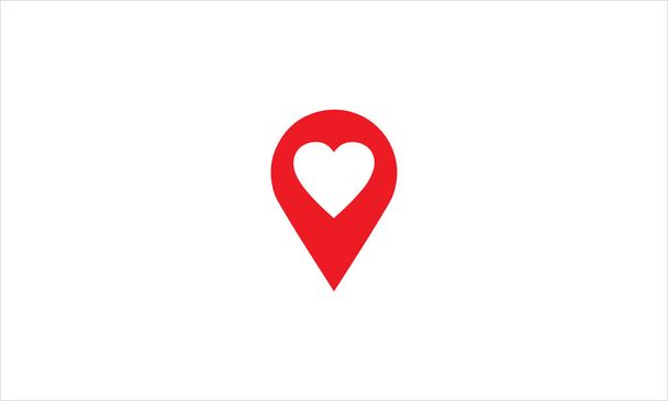 Красный значок местоположения пин с изображением вектора положения сердца - Вектор,изображение