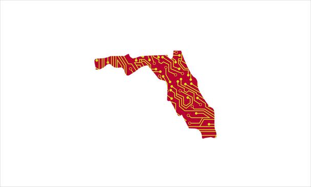 Floride carte du pays technologie réseau icône logo conception illustration symbole - Vecteur, image