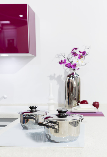 Nice kitchen interior with orchid flower - Photo, Image