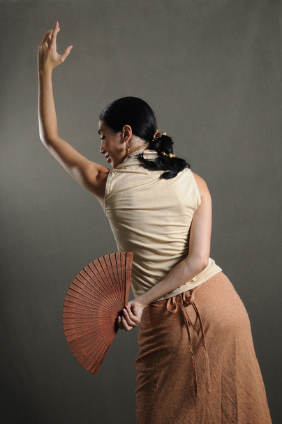 flamenco dancer with fan - Foto, afbeelding