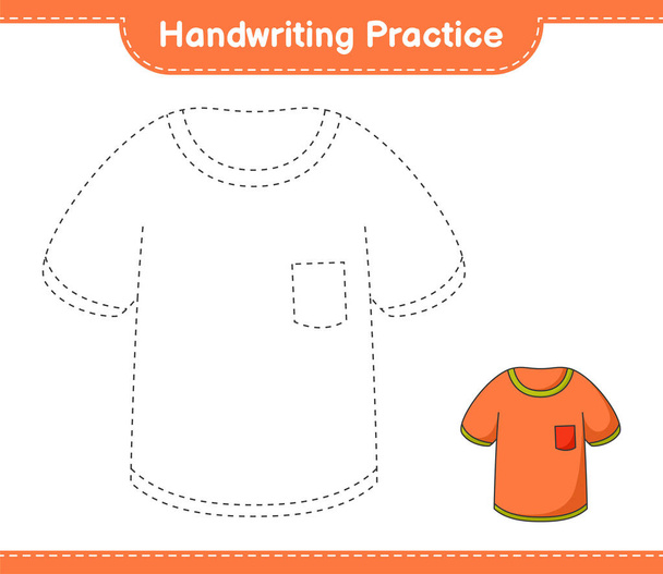 手書きの練習。Tシャツの追跡線。教育用子供ゲーム,印刷可能なワークシート,ベクトルイラスト - ベクター画像