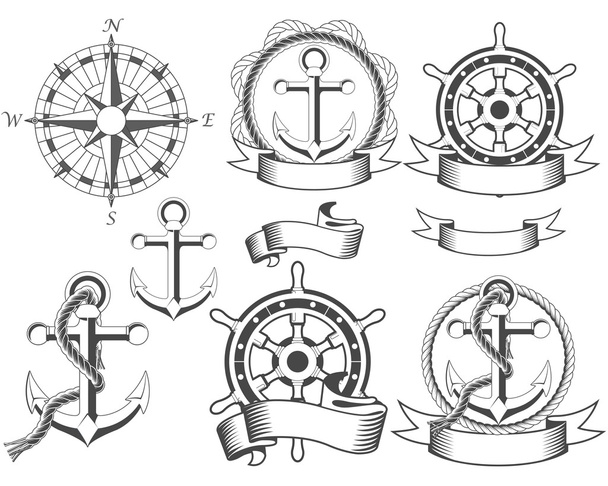 Nautical emblems - Wektor, obraz