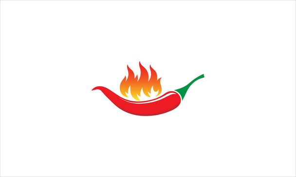 Chilli-Logo mit Feuer-Design-Illustration, Würzige Ikone-Logo - Vektor, Bild