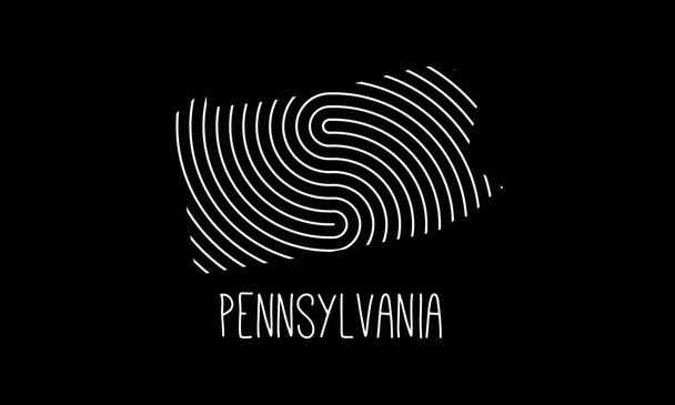Біометрична карта Пенсільванії заповнена відбитками пальців Дизайн логотипу Векторні ілюстрації
 - Вектор, зображення