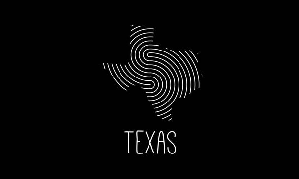 Biometrische Karte von Texas mit Fingerabdruckmuster und Logo-Design Vektor-Illustration - Vektor, Bild