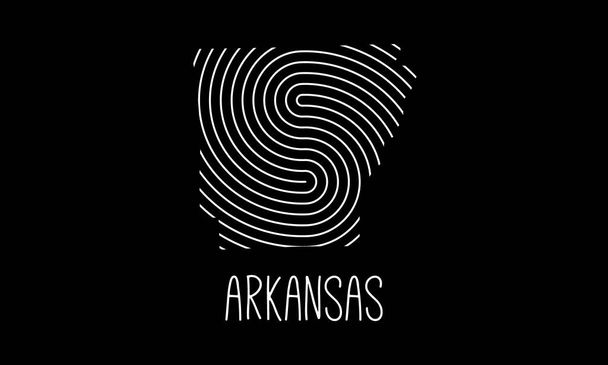 Биометрическая карта Арканзаса, заполненная рисунком логотипа с отпечатками пальцев Векторная иллюстрация - Вектор,изображение