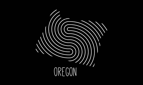 Біометрична карта Орегана заповнена відбитками пальців Дизайн логотипу Векторні ілюстрації
 - Вектор, зображення