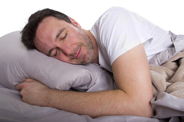 Man suffering from insomnia  in bed - Foto, Bild