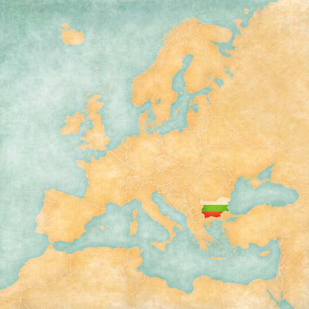 ヨーロッパ - ブルガリア （ビンテージ ・ シリーズの地図) - 写真・画像