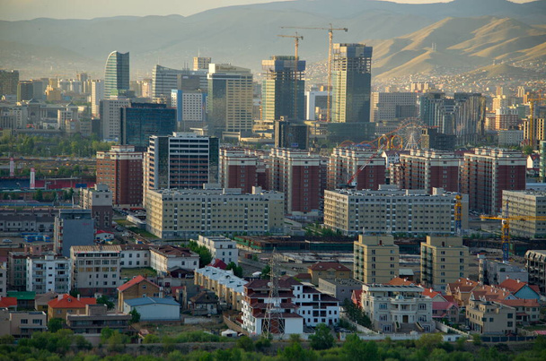 Ulaanbaatar. Mongolia. June 08, 2015. Video of the capital of Mongolia from the observation deck of the Memorial to Soviet soldiers on Zaisan Hill, who died near the Khalkhin-Gol River in 1939. - Fotografie, Obrázek