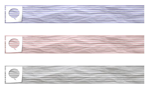 σειρά από τρεις σημαίες με μοτίβο τσαλακωμένο χαρτί και ομιλία bubb - Διάνυσμα, εικόνα