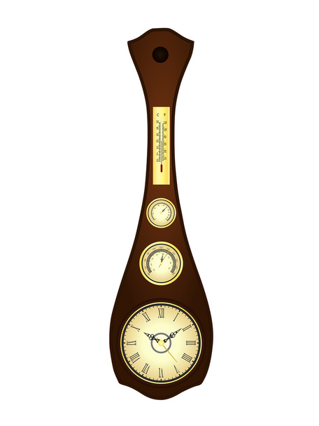 antike Wanduhr mit Barometer, Hygrometer und Thermometer - Vektor, Bild
