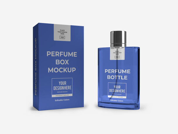 Perfume Packaging 3D Illustration Mockup Scene on Isolated Background - Photo, Image