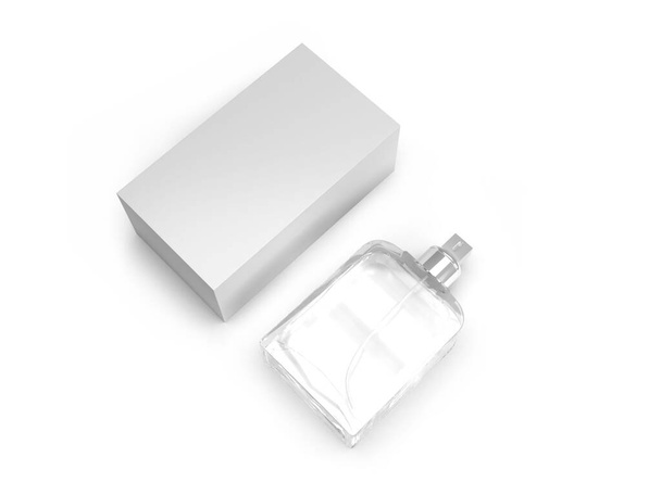 Perfume embalagem 3D Ilustração Mockup cena em fundo isolado - Foto, Imagem
