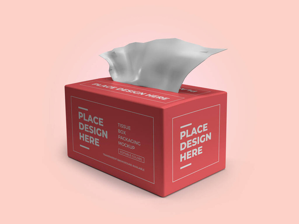 Tissue Box Packaging 3D Illustration Mockup Scene on Isolated Background - Photo, Image