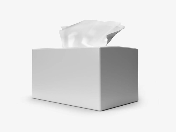 Тканевая коробка Упаковка 3D иллюстрации Сцена макета на изолированном фоне - Фото, изображение