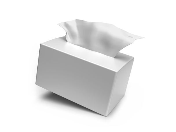 Tissue Box Packaging 3D Illustration Mockup-Szene auf isoliertem Hintergrund - Foto, Bild