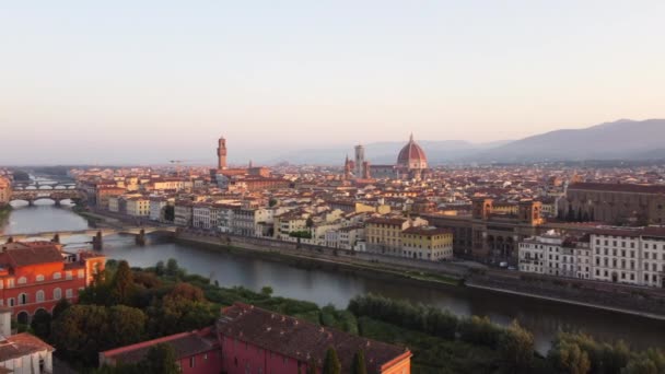 Floransa şehir manzarası hava manzarası, Firenze Toskana - Video, Çekim
