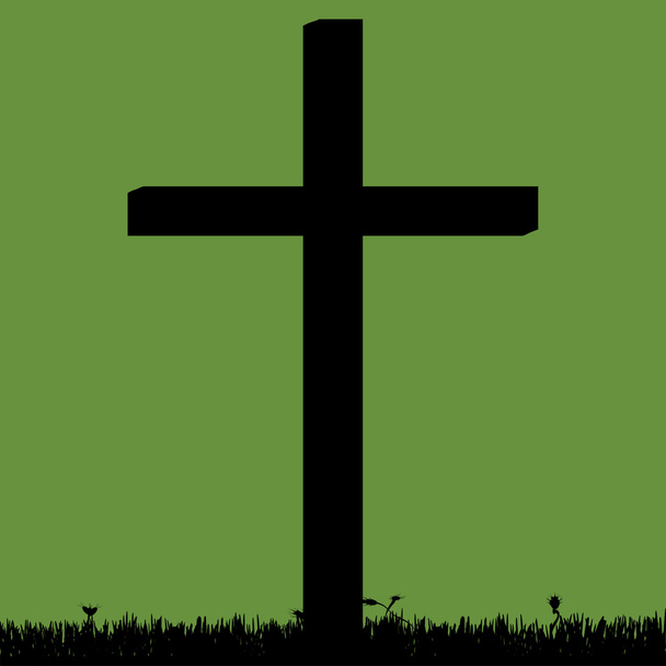 Cross on green - Vector, Image