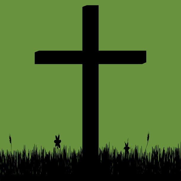 Cross on green - Vector, Image