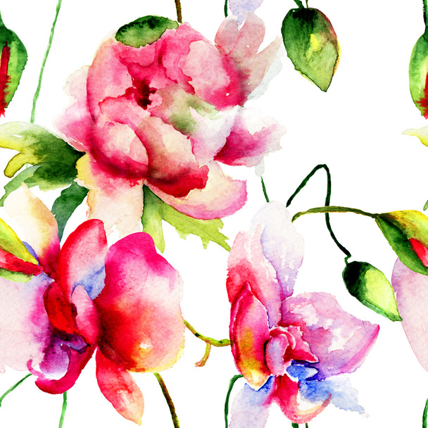 Romantic seamless pattern with flowers - Zdjęcie, obraz