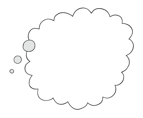 Cartoon blank thought bubble, vector illustration. Colored and black outlines. - Vector, Image