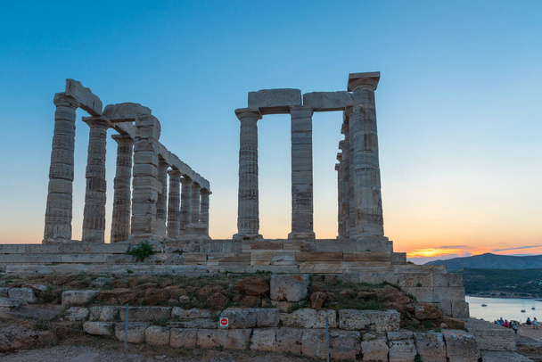 Cape Sounion Attica Yunanistan 'daki Poseidon Tapınağı - Fotoğraf, Görsel