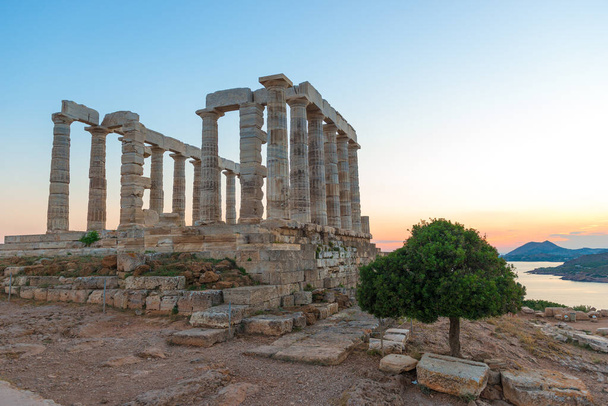 Temple of Poseidon at Cape Sounion Attica Greece - 写真・画像