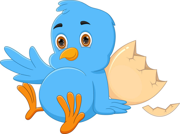 dessin animé nouveau-né oiseau bleu agitant - Vecteur, image