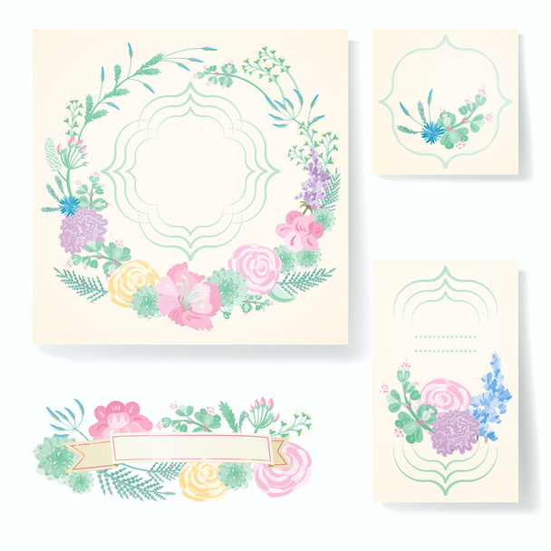 Set of wedding invitation cards - Vector, Image