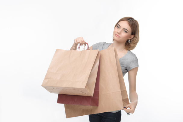 Girl and shopping - Фото, изображение