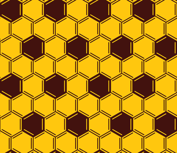 Wektorowy wzór plastra miodu bez szwu. Geometryczny sześciokątny wzór na żółtym tle - Wektor, obraz