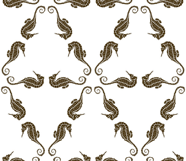 безseamless узор из силуэта seahorse. Векторный гиппокамп - Вектор,изображение